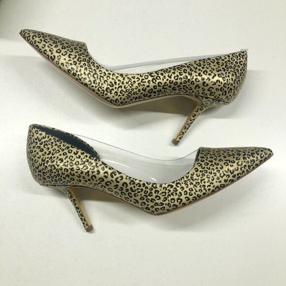 Rupert Sanderson Leopard Leather PVC Clear Side Heeled Pumps Womens Size 39.5 - Picture 2 of 11